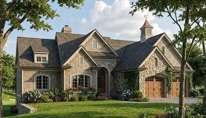 Cottage house plans 106-241 - front exterior, 4,360 sq ft, 3 bed, 3 bath house plans | Monster House Plans