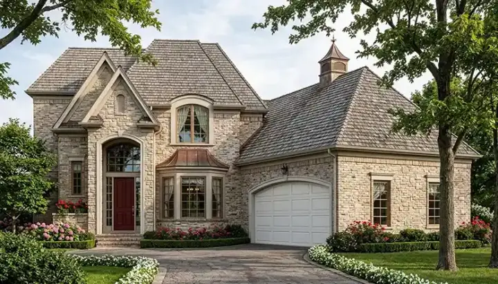 European house plans 106-262 - front exterior, 2,743 sq ft, 4 bed, 3 bath house plans | Monster House Plans