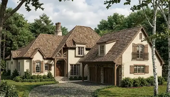 European house plans 106-274 - front exterior, 2,756 sq ft, 3 bed, 2 bath house plans | Monster House Plans