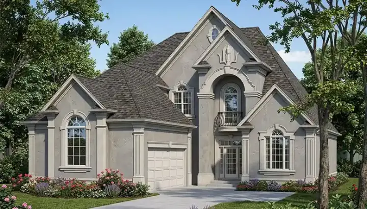 European house plans 106-284 - front exterior, 2,894 sq ft, 4 bed, 3 bath house plans | Monster House Plans