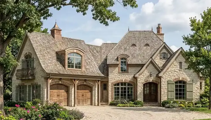 English Country house plans 106-297 - front exterior, 4,731 sq ft, 4 bed, 4 bath house plans | Monster House Plans