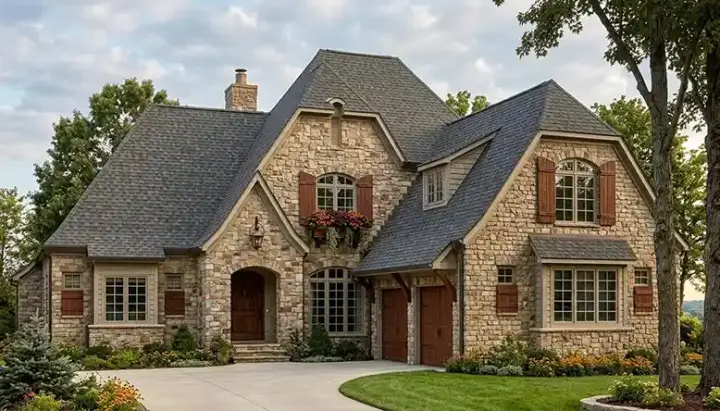 European house plans 106-310 - front exterior, 2,921 sq ft, 3 bed, 3 bath house plans | Monster House Plans