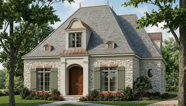 European house plans 106-315 - front exterior, 2,934 sq ft, 4 bed, 3 bath house plans | Monster House Plans