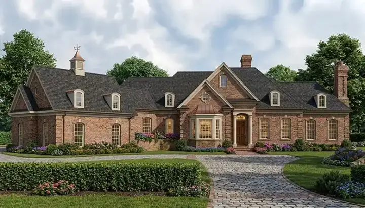 Traditional house plans 106-317 - front exterior, 4,590 sq ft, 3 bed, 3 bath house plans | Monster House Plans