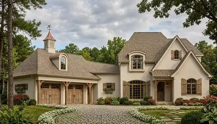 European house plans 106-326 - front exterior, 2,986 sq ft, 4 bed, 3 bath house plans | Monster House Plans
