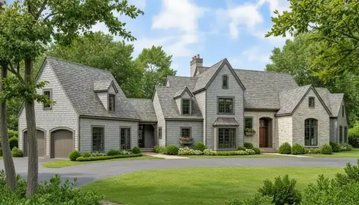 English Country house plans 106-336 - front exterior, 3,045 sq ft, 3 bed, 2 bath house plans | Monster House Plans