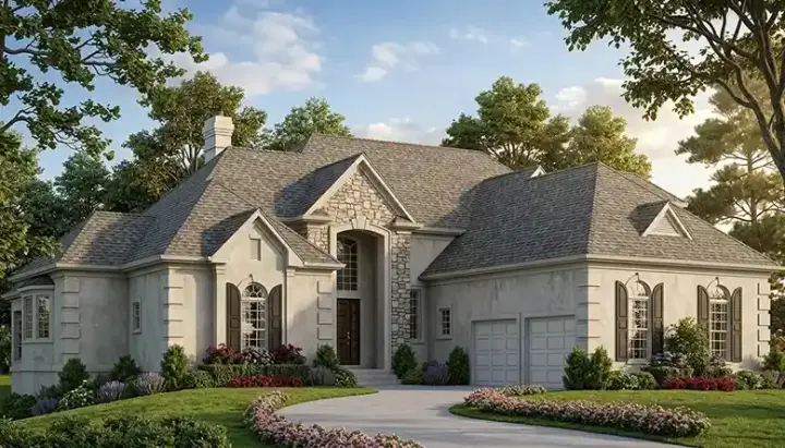 European house plans 106-342 - front exterior, 4,227 sq ft, 5 bed, 4 bath house plans | Monster House Plans