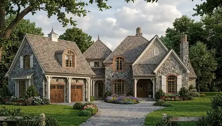 European house plans 106-358 - front exterior, 3,261 sq ft, 3 bed, 3 bath house plans | Monster House Plans