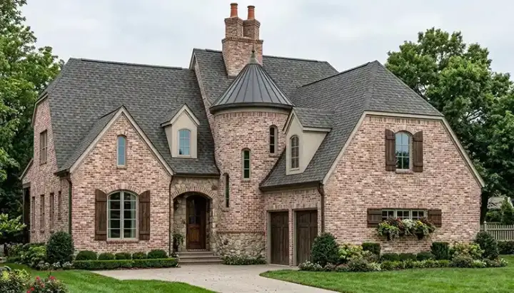 European house plans 106-373 - front exterior, 3,166 sq ft, 3 bed, 3 bath house plans | Monster House Plans