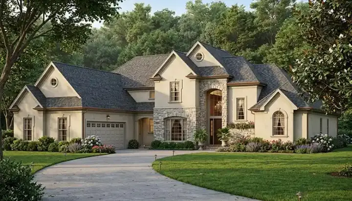 Traditional house plans 106-405 - front exterior, 3,315 sq ft, 3 bed, 3 bath house plans | Monster House Plans