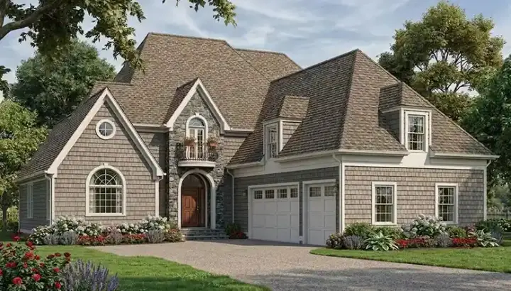 European house plans 106-410 - front exterior, 3,327 sq ft, 3 bed, 3 bath house plans | Monster House Plans