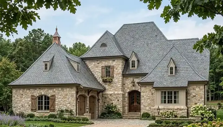 European house plans 106-411 - front exterior, 3,335 sq ft, 3 bed, 3 bath house plans | Monster House Plans
