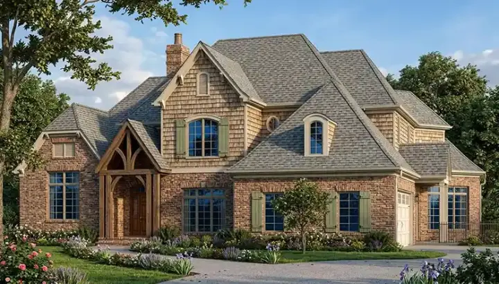 European house plans 106-420 - front exterior, 4,722 sq ft, 5 bed, 4 bath house plans | Monster House Plans