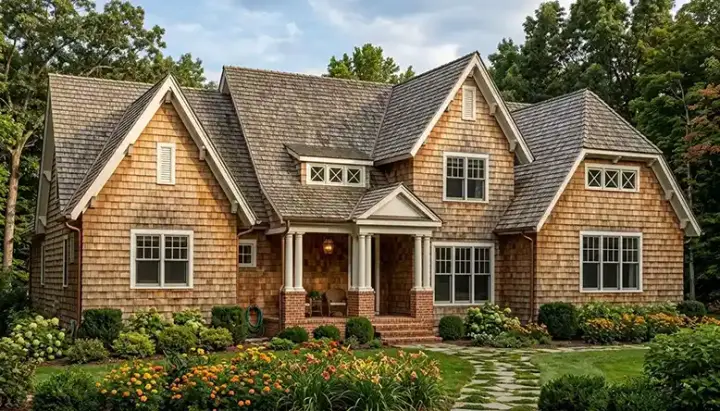 Shingle house plans 106-422 - front exterior, 3,411 sq ft, 4 bed, 3 bath house plans | Monster House Plans