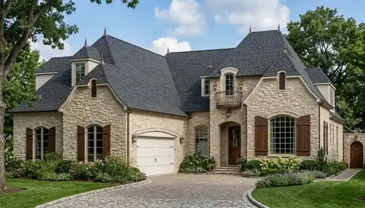 European house plans 106-426 - front exterior, 3,442 sq ft, 5 bed, 3 bath house plans | Monster House Plans