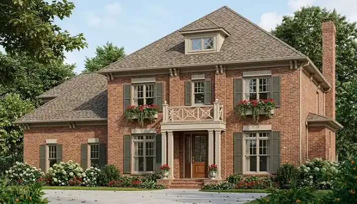 Colonial house plans 106-431 - front exterior, 3,474 sq ft, 4 bed, 4 bath house plans | Monster House Plans