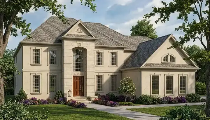 European house plans 106-435 - front exterior, 4,452 sq ft, 6 bed, 5 bath house plans | Monster House Plans