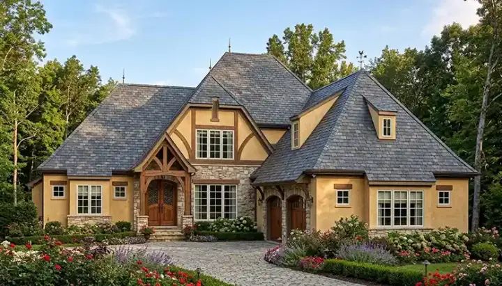 Tudor house plans 106-438 - front exterior, 3,538 sq ft, 4 bed, 4 bath house plans | Monster House Plans