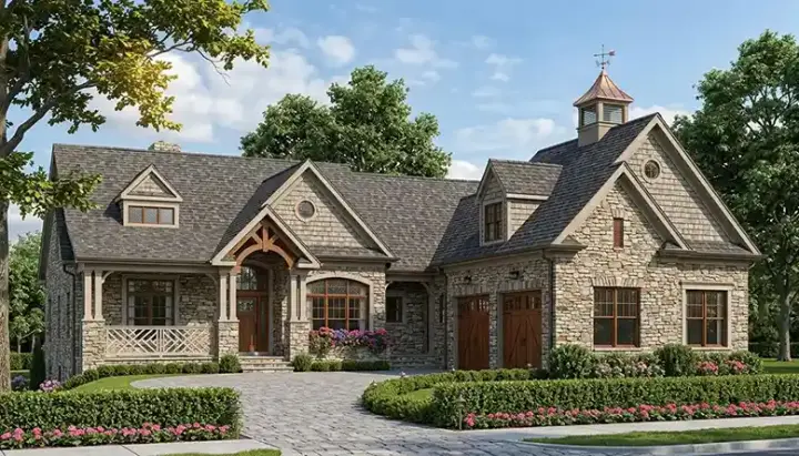 Country house plans 106-439 - front exterior, 3,546 sq ft, 4 bed, 3 bath house plans | Monster House Plans