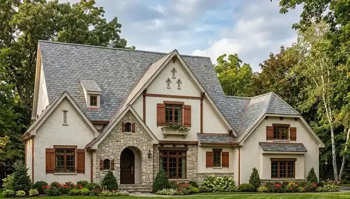European house plans 106-451 - front exterior, 4,866 sq ft, 5 bed, 4 bath house plans | Monster House Plans