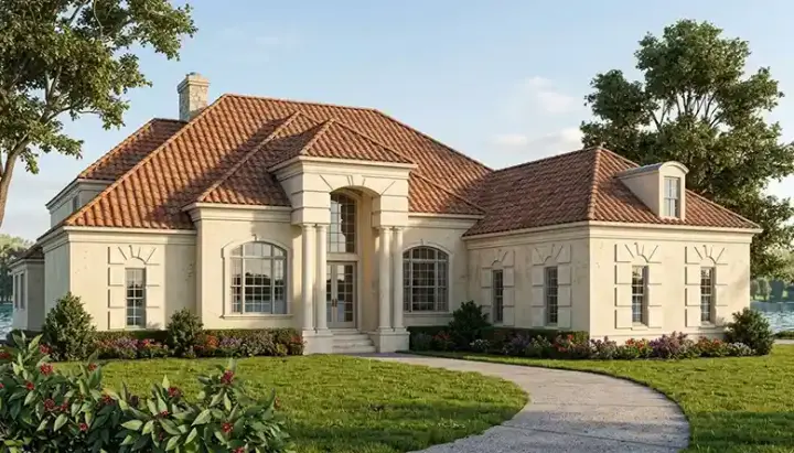 Mediterranean house plans 106-453 - front exterior, 3,655 sq ft, 4 bed, 3 bath house plans | Monster House Plans