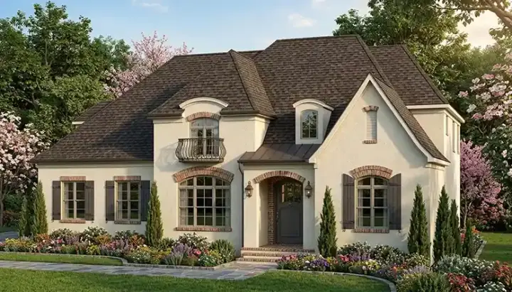 European house plans 106-456 - front exterior, 4,277 sq ft, 4 bed, 4 bath house plans | Monster House Plans