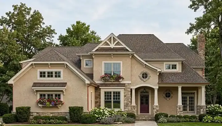 European house plans 106-457 - front exterior, 5,319 sq ft, 5 bed, 4 bath house plans | Monster House Plans