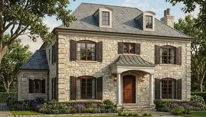 European house plans 106-463 - front exterior, 3,718 sq ft, 4 bed, 3 bath house plans | Monster House Plans