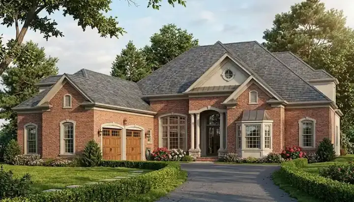 Traditional house plans 106-468 - front exterior, 3,764 sq ft, 3 bed, 3 bath house plans | Monster House Plans