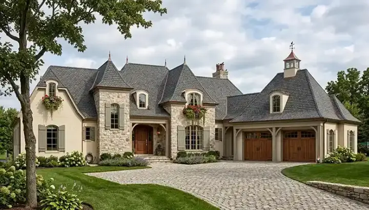 European house plans 106-471 - front exterior, 4,931 sq ft, 3 bed, 4 bath house plans | Monster House Plans