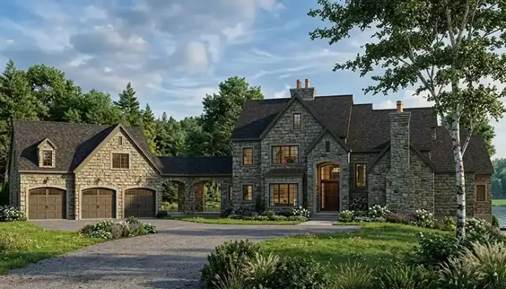 European house plans 106-481 - front exterior, 5,603 sq ft, 4 bed, 3 bath house plans | Monster House Plans