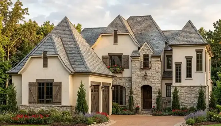 English Country house plans 106-490 - front exterior, 3,938 sq ft, 4 bed, 4 bath house plans | Monster House Plans