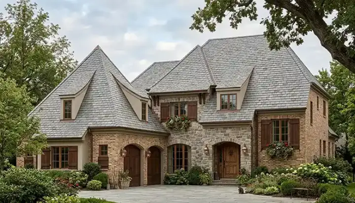 English Country house plans 106-491 - front exterior, 3,933 sq ft, 4 bed, 4 bath house plans | Monster House Plans