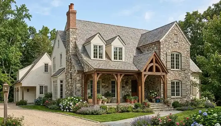English Country house plans 106-492 - front exterior, 3,957 sq ft, 6 bed, 5 bath house plans | Monster House Plans