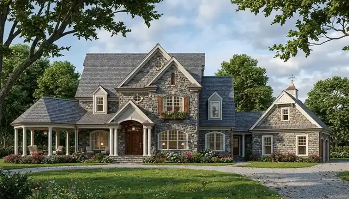 Country house plans 106-504 - front exterior, 4,070 sq ft, 4 bed, 3 bath house plans | Monster House Plans