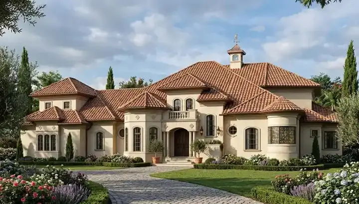 Mediterranean house plans 106-511 - front exterior, 4,105 sq ft, 3 bed, 4 bath house plans | Monster House Plans