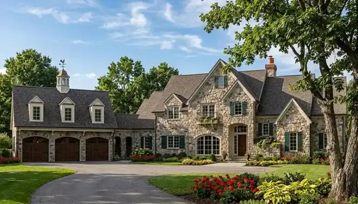 Cottage house plans 106-512 - front exterior, 5,969 sq ft, 7 bed, 5 bath house plans | Monster House Plans