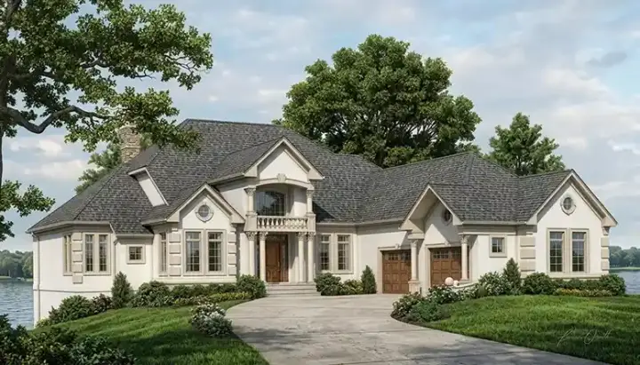 Traditional house plans 106-517 - front exterior, 5,463 sq ft, 5 bed, 4 bath house plans | Monster House Plans