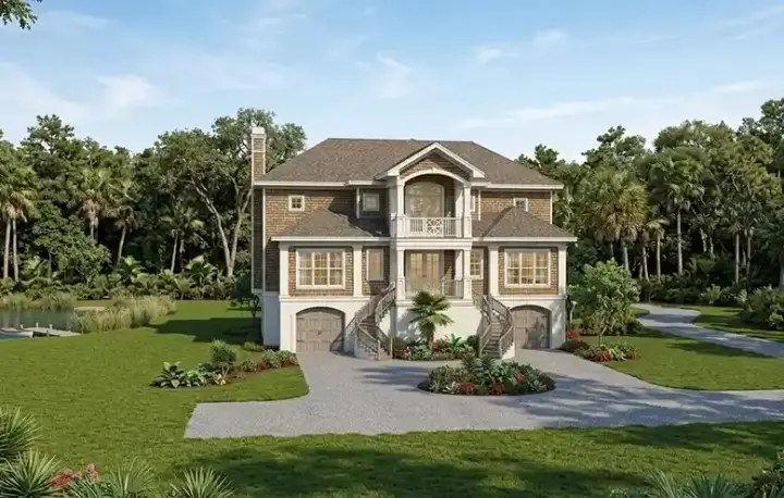 Coastal house plans 106-524 - front exterior, 4,226 sq ft, 4 bed, 4 bath house plans | Monster House Plans