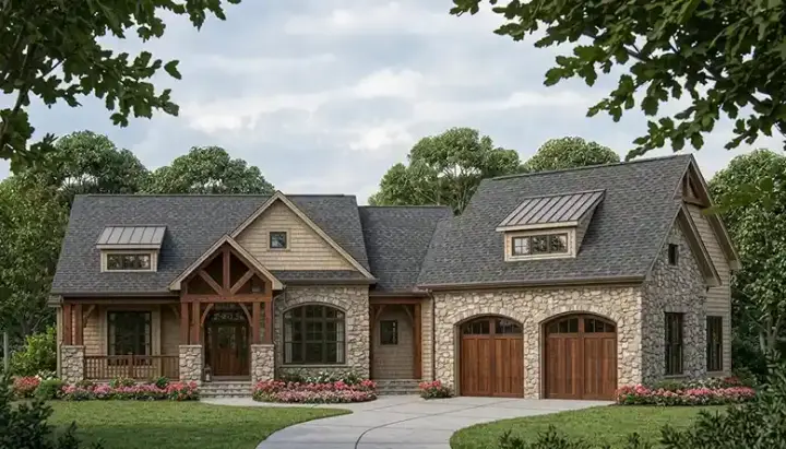 Craftsman house plans 106-525 - front exterior, 4,241 sq ft, 4 bed, 4 bath house plans | Monster House Plans