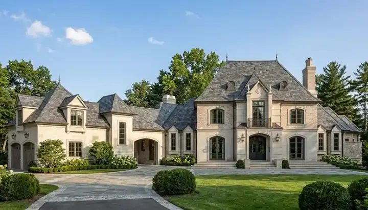 European house plans 106-526 - front exterior, 6,049 sq ft, 6 bed, 7 bath house plans | Monster House Plans