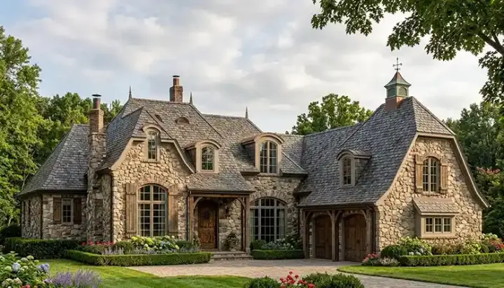 English Country house plans 106-531 - front exterior, 6,437 sq ft, 5 bed, 6 bath house plans | Monster House Plans