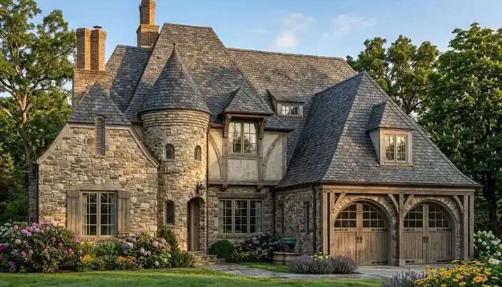 English Country house plans 106-540 - front exterior, 4,306 sq ft, 3 bed, 3 bath house plans | Monster House Plans