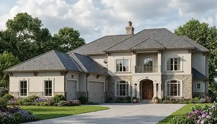 Mediterranean house plans 106-556 - front exterior, 4,459 sq ft, 4 bed, 3 bath house plans | Monster House Plans