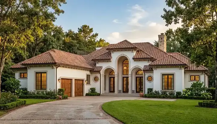 Mediterranean house plans 106-558 - front exterior, 4,482 sq ft, 4 bed, 4 bath house plans | Monster House Plans