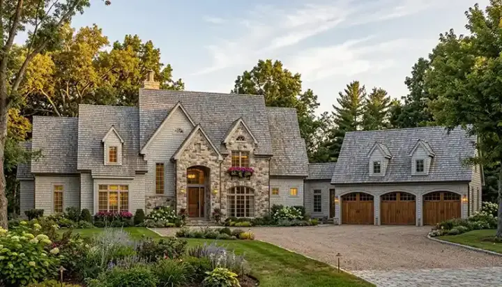 European house plans 106-565 - front exterior, 6,132 sq ft, 5 bed, 4 bath house plans | Monster House Plans