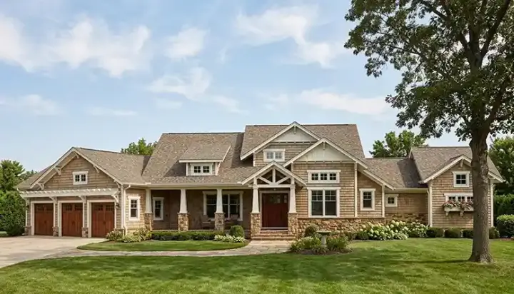 Craftsman house plans 106-571 - front exterior, 4,698 sq ft, 5 bed, 5 bath house plans | Monster House Plans