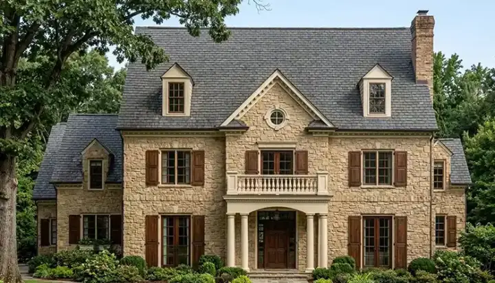 Colonial house plans 106-580 - front exterior, 5,148 sq ft, 5 bed, 5 bath house plans | Monster House Plans