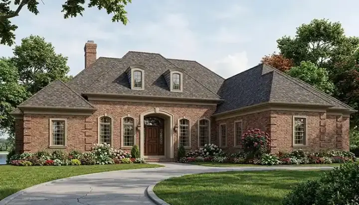 European house plans 106-588 - front exterior, 4,990 sq ft, 5 bed, 4 bath house plans | Monster House Plans