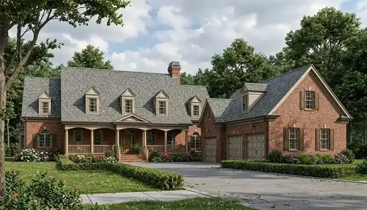 Country house plans 106-593 - front exterior, 5,106 sq ft, 4 bed, 3 bath house plans | Monster House Plans
